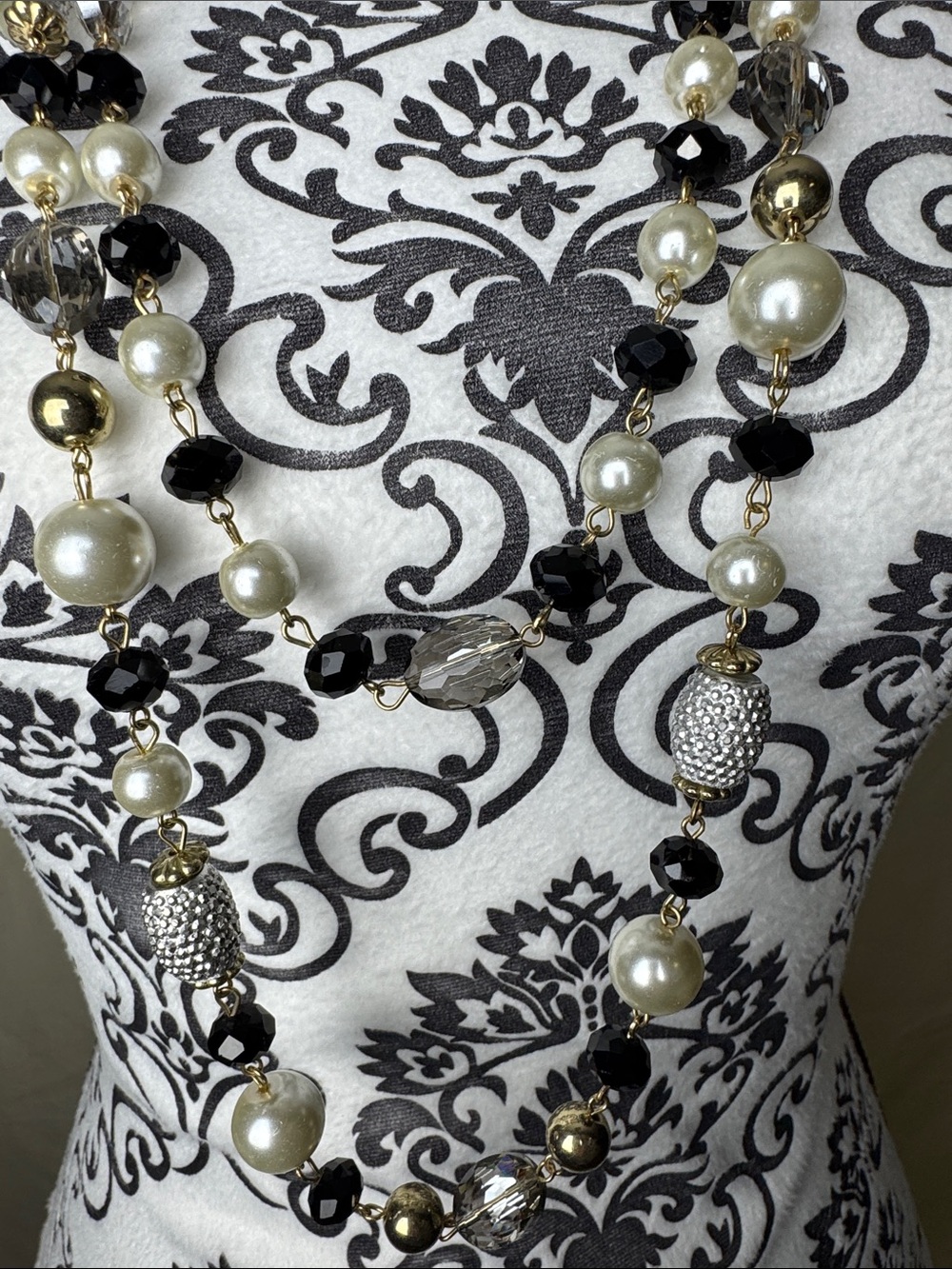 Two-Strand Pearl and Bead Necklace - Picture 7 of 9